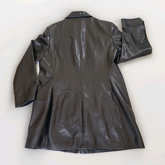 Danier Jacket Womens XL Brown Leather Pockets Zip Lined LS Classic Collar Mature - Picture 16 of 16